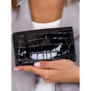 Black lacquered wallet with embossing