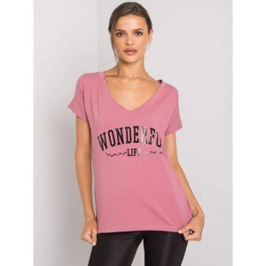 Dirty pink women's t-shirt with an inscription