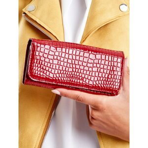 Dark red, embossed women's wallet made of eco-leather