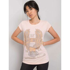 Light pink women's T-shirt with application