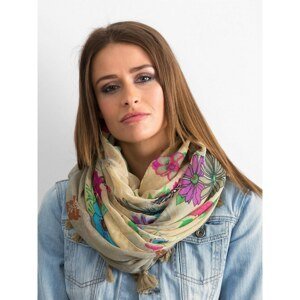 Beige scarf with floral print