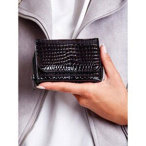 Women's black wallet with embossing