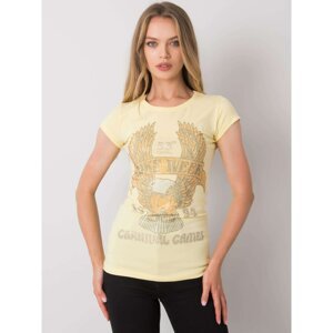 Light yellow women's T-shirt with application