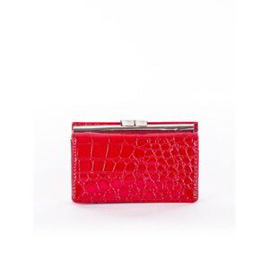 Women's dark red lacquered wallet with a crocodile skin motif