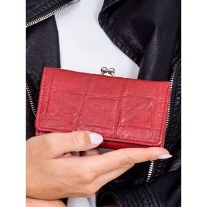 Dark red embossed wallet with a hook clasp