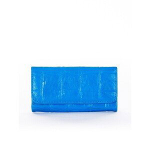 Women's blue wallet with an embossed pattern