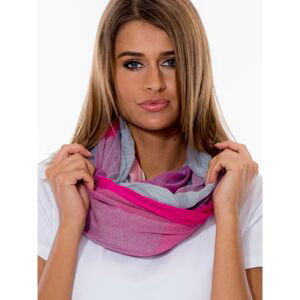 Women's scarf, navy blue and pink, with a wide check pattern
