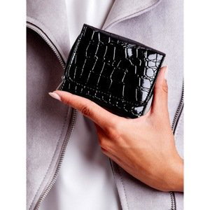 Women's black wallet with an embossed motif