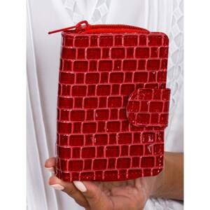 Women's red wallet with an embossed geometric pattern