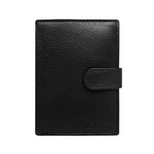 Men's black leather wallet with a flap