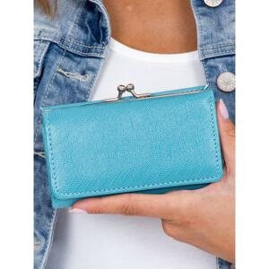 Women's blue wallet with a compartment for earwires