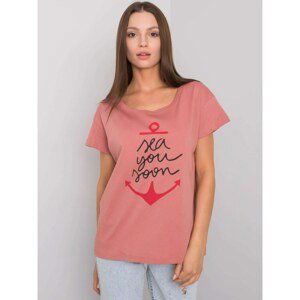 Dusty pink T-shirt with inscription