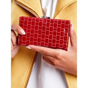 Lacquered red wallet with geometric patterns