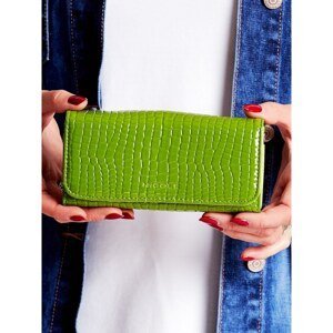 Women's green wallet with an embossed motif