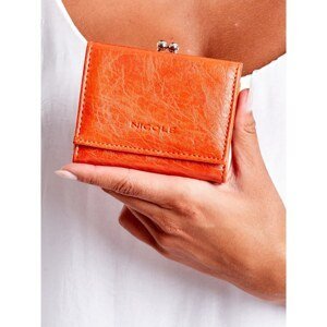Orange wallet made of ecological leather with earwires