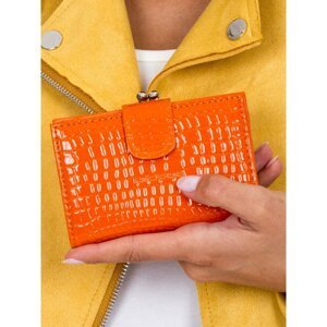 Orange embossed flap wallet