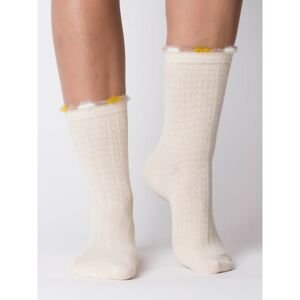 Peach warm socks with decorative weave and down