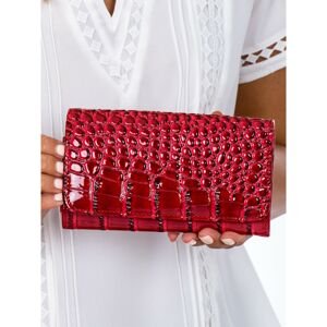 Women's red lacquered wallet with embossing