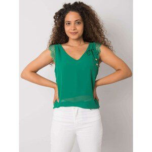 Green top with lace inserts