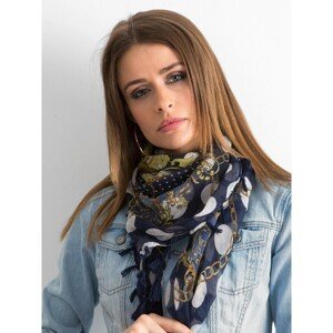 Patterned dark blue scarf