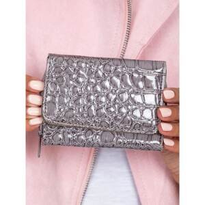 Gray women's wallet with a crocodile skin motif