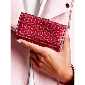 Lacquered dark pink wallet with geometric patterns