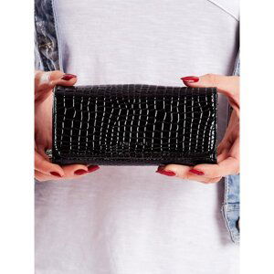 Black women's wallet with an embossed motif