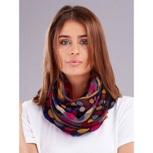 Dark gray women's scarf with a pattern of colorful peas