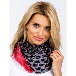 Gray and pink leopard print scarf