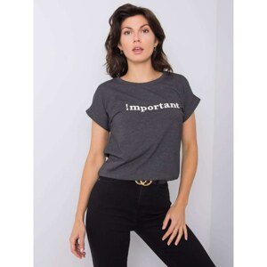 Dark grey T-shirt with embroidered lettering