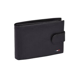 Natural leather black wallet with a press stud