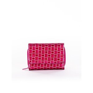 Dark pink wallet with an embossed geometric pattern