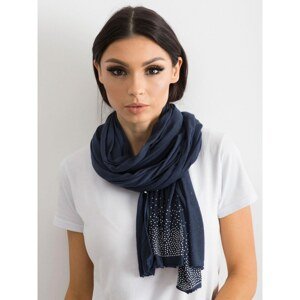 A scarf with a navy blue application