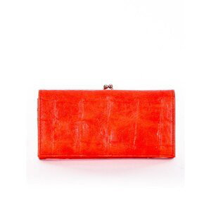 Red wallet with an embossed crocodile skin pattern