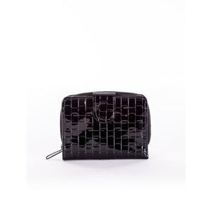 Women's black wallet with an embossed geometric pattern