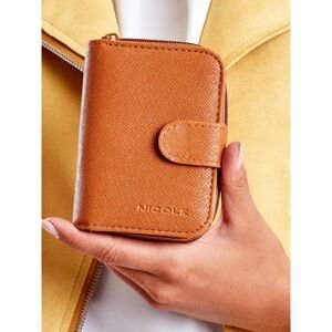 Eco-leather wallet with a flap, light brown
