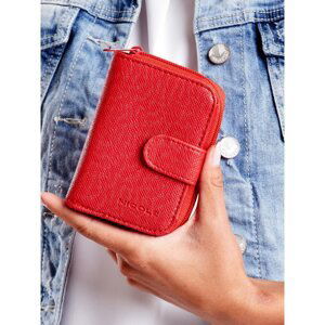 Red leather wallet with a flap