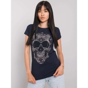 Dark blue women's T-shirt with skull