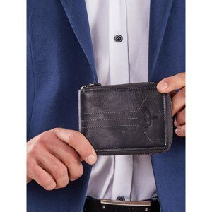 Dark blue men's wallet with zip closure