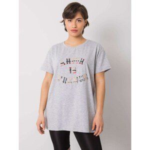 Gray women's T-shirt with inscription