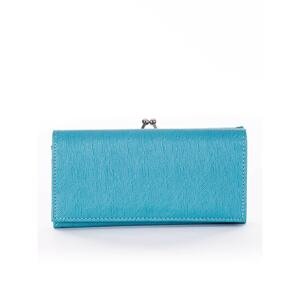 Women's blue wallet with an outer compartment for earwires