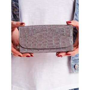 Gray women's wallet with an embossed pattern