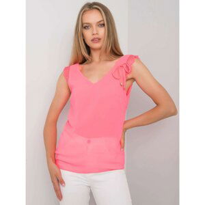 Fluo pink top with lace inserts