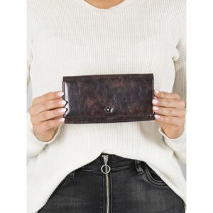 Brown leather wallet with a flower