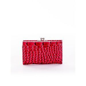 Red lacquered women's wallet with an embossed pattern