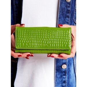 Women's wallet with embossed green pattern