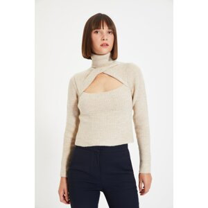 Trendyol Stone Cut Out Collar Detailed Knitwear Sweater