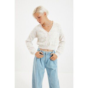 Trendyol Ecru Beard Rope Crop Knitwear Cardigan