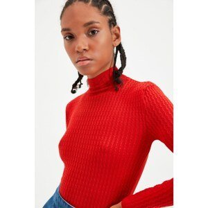 Trendyol Red High Collar Crop Knitwear Sweater