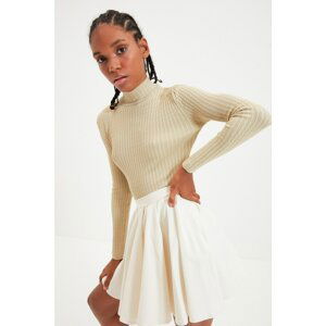 Trendyol Stone Stand Collar Crop Knitwear Sweater